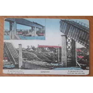 Grodno. Le pont avant et après sa destruction.