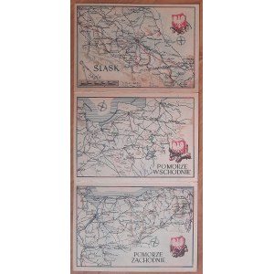 A three-part postcard depicting the so-called Recovered Territories.