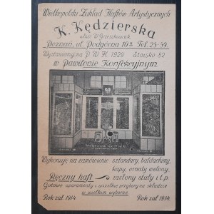 Poznań. Publicité pour l'Atelier de broderie artistique de Grande-Pologne K. Kędzierska.