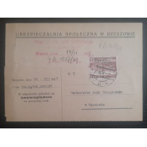 Rzeszów.Karta pocztowa Ubezpieczalni Społecznej w Rzeszowie.
