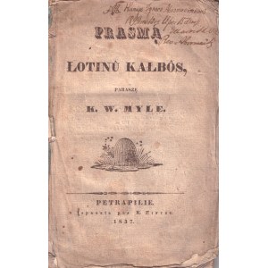 Simonas Daukantas, S. Daukantas Lateinische Grammatik für Schulen, 1837