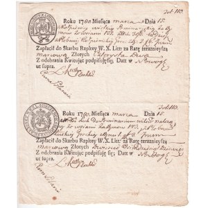 Treasury receipts of the GDL, 2 pcs, 1780
