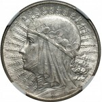 II RP - 5 złotych 1933 - Głowa kobiety - NGC MS61