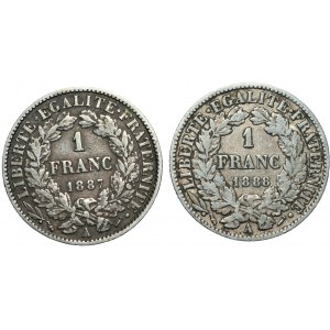 FRANCJA - 1 frank 1887, 1 Frank 1888