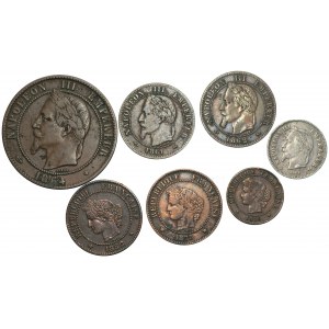 FRANCJA - zestaw 7 sztuk monet 1861-1882
