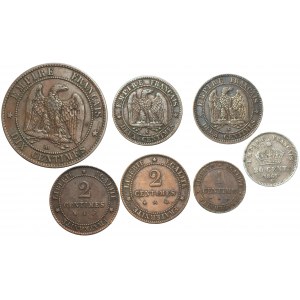 FRANCJA - zestaw 7 sztuk monet 1861-1882