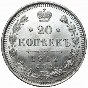 ROSJA - Mikołaj II - 20 kopiejek 1914 BC