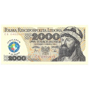 2000 złotych 1982 - seria CB z nadrukiem PTN Konin