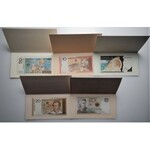 WZÓR/SPECIMEN zestaw 5 sztuk banknotów kolekcjonerskich (2006-2010) - Jan Paweł II, Józef Piłsudski, Fryderyk Chopin, Juliusz Słowacki, Maria Skłodowska - Curie