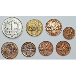 II RP - zestaw monet groszowych + 1 złoty (1923-1933)