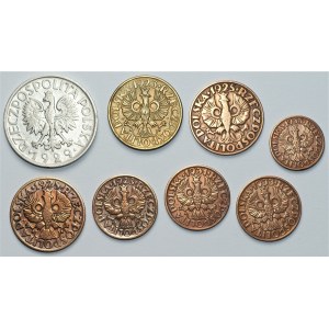 II RP - zestaw monet groszowych + 1 złoty (1923-1933)