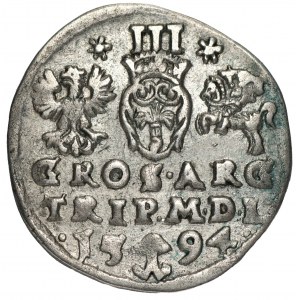 Zygmunt III Waza (1587-1632) - Trojak 1594 Wilno z rozetami przy nominale