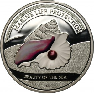 PALAU - 5 dolarów 2014 - srebrna moneta wraz z fioletową perłą