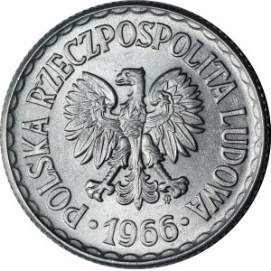 PRL - SKRĘTKA 90 stopni - 1 złoty 1966 - mennicza