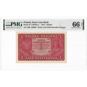 1 marka polska 1919 - I Serja BK - PMG 66 EPQ