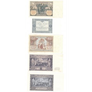 Zestaw 5 banknotów 1929-1940