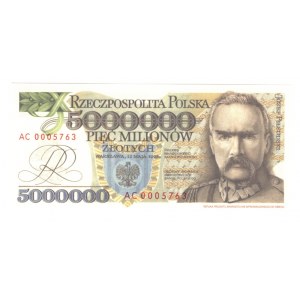 REPLIKA - 5.000.000 złotych 1995 - seria AC 0005763 - Józef Piłsudski