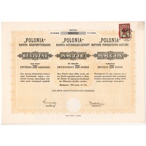 POLONIA - Naftowe Towarzystwo Akcyjne - 200 koron 1922 - niski numer seryjny 000050