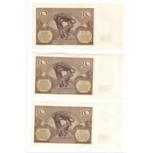 10 złotych 1940 - seria L - 3 numery po kolei