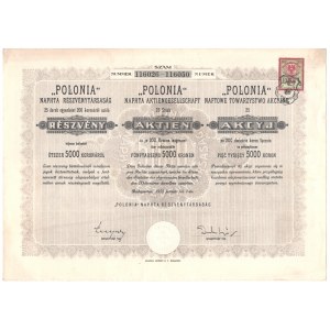 POLONIA - Naftowe Towarzystwo Akcyjne - 25 akcji po 200 koron 1922 - Emisja Styczeń