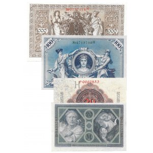 NIEMCY - zestaw 4 banknotów (1908-1915)