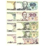 PRL - zestaw 18 sztuk banknotów 10 - 100.000 złotych (1982 - 1993) - UNC