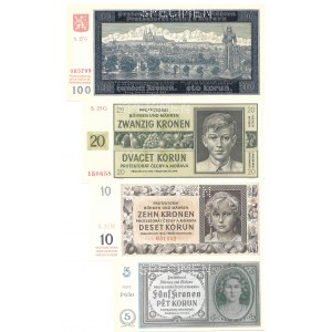 CZECHY i MORAWY - Zestaw 4 banknotów SPECIMEN