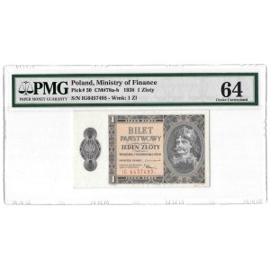 1 złoty 1938 - Chrobry - seria IG - PMG 64