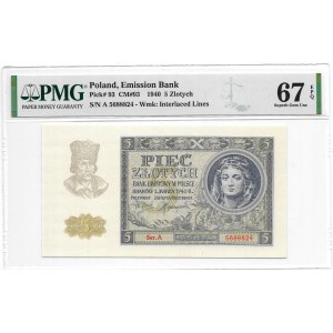 5 złotych 1940 - seria A - PMG 67 EPQ -