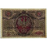 10 marek 1916 - Generał biletów - rzadki numerator Berlin III - banknot ILUSTROWANY w katalogu Miłczaka - PMG 58 EPQ
