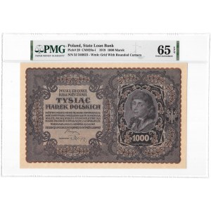 1000 marek polskich 1919 - III Serja J - PMG 65 EPQ
