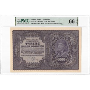 1000 marek polskich 1919 - I Serja B - PMG 66 EPQ