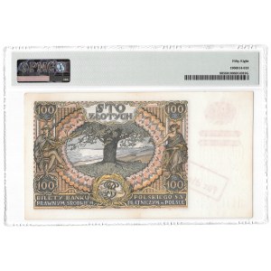 100 złotych 1934 - ORYGINALNY nadruk GG - PMG 58 EPQ