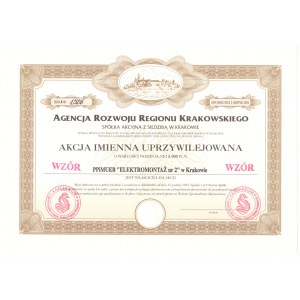 Agencja Rozwoju Regionu Krakowskiego - Akcja Imienna Uprzywilejowana - WZÓR 5.000 złotych 1993