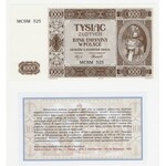 Rekonstrukcja - 1000 złotych 1941 (2004) Krakowiak - nr 535 + certyfikat Czesława Miłczaka