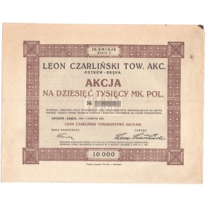 Leon Czarliński Tow. Akc. Ostrów-Krępa - IV EM. - 10.000 marek polskich 1923