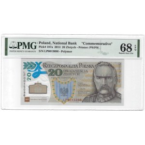 20 złotych 2014 - Legiony Polskie - banknot polimerowy - PMG 68 EPQ