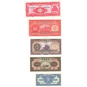 CHINY - Bank of Communications - zestaw 5 banknotów (1935-1940)