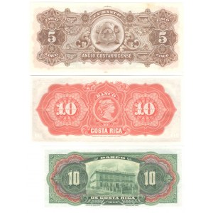 KOSTARYKA - zestaw banknotów 5 i 10 colones + 10 pesos 1899
