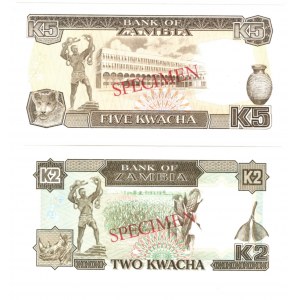 ZAMBIA - 2 i 5 kwacha 1989 - SPECIMEN