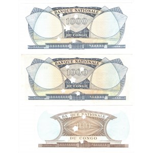 KONGO - 100 francs 1964, 2 x 1000 francs 1964