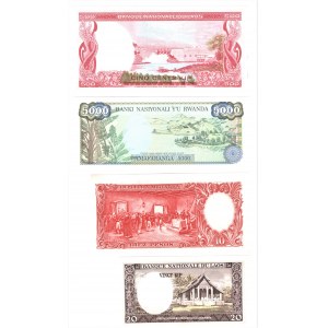 ŚWIAT - zestaw 4 banknotów - Laos, Argentyna, Rwanda,