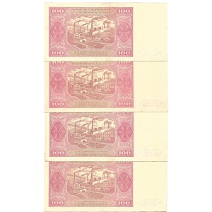 100 złotych 1948 - zestaw 4 sztuk, seria KA i KB