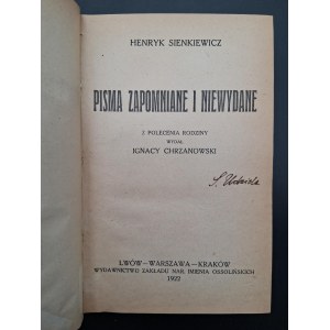 Henryk Sienkiewicz: Forgotten and Unpublished Writings
