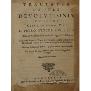(DROIT). STOCKMANS Pieter, Tractatus de jure devolutionis.