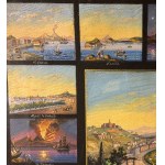 ANONIMO, 17 miniatures grouped on a single sheet, showing various scenes of Neapolitan places