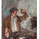 NICOLA CANZANELLA, Interieur eines Stalls mit Vieh und einem Bauern - NICOLA CANZANELLA
