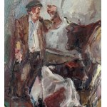 NICOLA CANZANELLA, Interieur eines Stalls mit Vieh und einem Bauern - NICOLA CANZANELLA