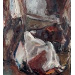 NICOLA CANZANELLA, Interieur eines Stalls mit Vieh und einem Bauern - NICOLA CANZANELLA