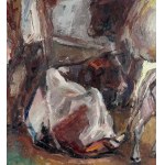 NICOLA CANZANELLA, Interieur eines Stalls mit Vieh und einem Bauern - NICOLA CANZANELLA